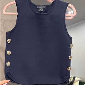 French Connection Navy Sleeveless Tank with Gold Buttons
